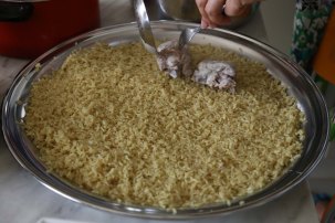 Making Mansaf Recipe rice lamb