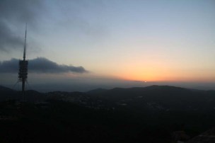 Sunset at Tibidabo toppest mountain in Barcelona