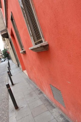 Red orange wall Streets of barcelona artsy