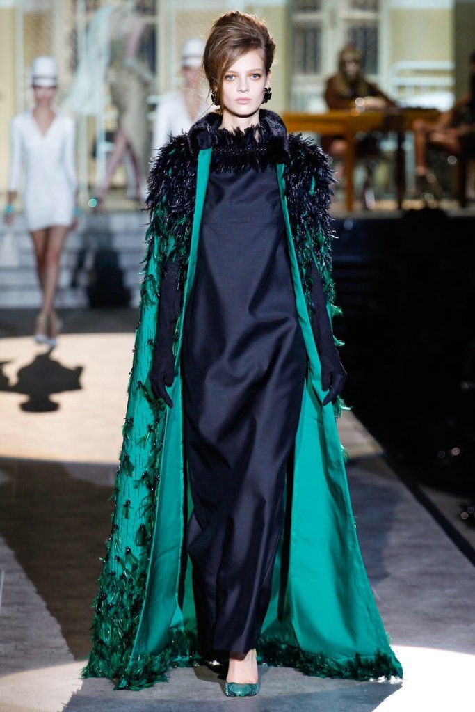 Ground length long teel green coat Favorite coats for this fall winter 2014 2015 ready to wear collections