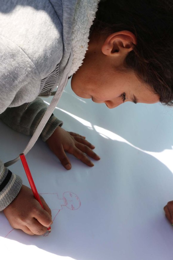Refugee kids drawings what makes them happy at the jarash gaza refugee camp