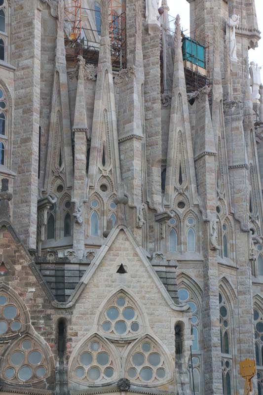 Close up photo of the details of the church La Segrada Familia in Barcelona