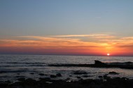 Sunset over The Mediterranean beach in occupied Palestine Israel